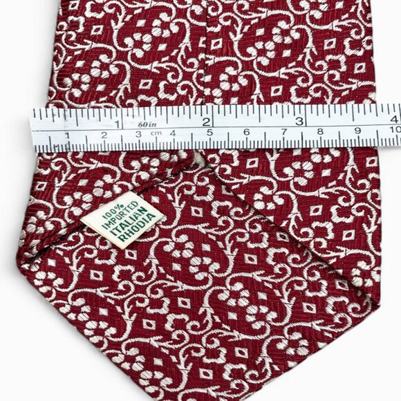 Rhodia Tie Vintage 1970's Wide Polyester Disco Loud Mod Paisley Geometric Red - Picture 5 of 6